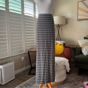Eddie Bauer dark green striped maxi skirt